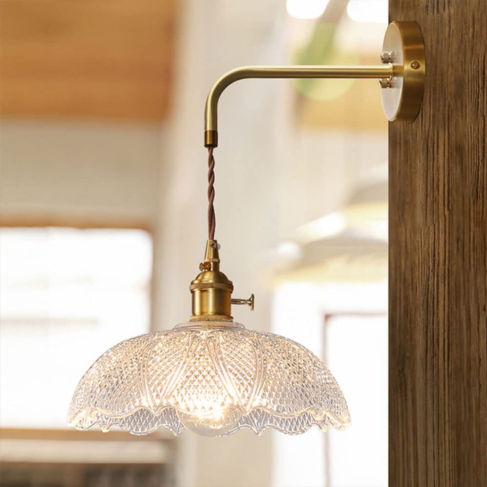 Applique murale en verre avec interrupteur luminaire cuivre scandinave