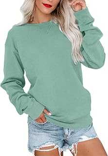 VIGVAN Women's Sweatshirt Pullover Elegant Basic Long Sleeve Crew Neck Cotton Jumpe…