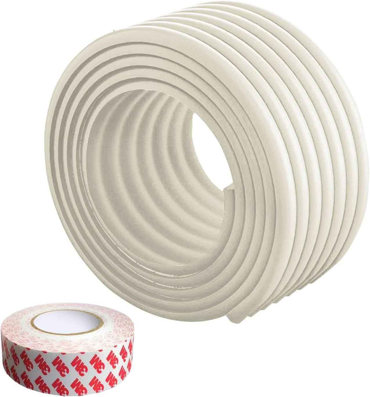 KOOLDOOSoft Foam Edge Protector for Baby, Extra Wide Baby Proofing Edge Protector 6.5 ft, Table, Desk Edge Protector Strip with 3M Strong Adhesive Tape(White)