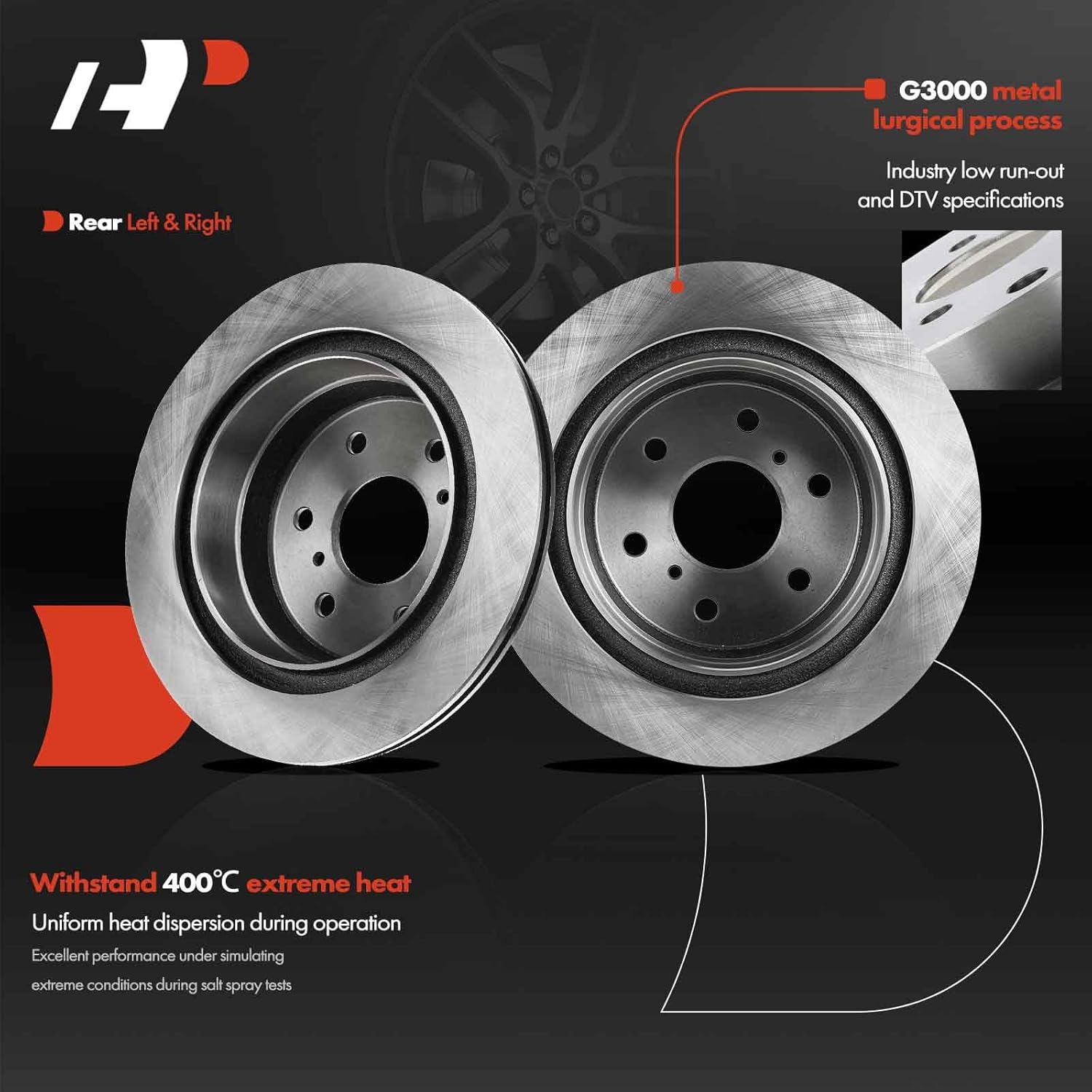 A-Premium 13.58 inch (345mm) Rear Vented Disc Brake Rotors Compatible with Select Chevy, Cadillac and GMC Models - Escalade ESV EXT, Silverado/Suburban/Sierra/Yukon XL 1500, Yukon, Tahoe, Avalanche