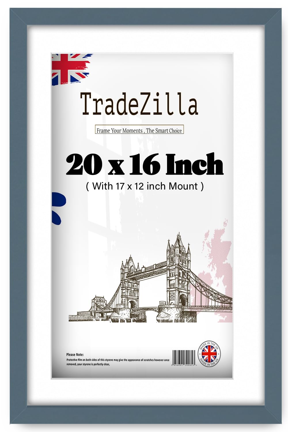 TradeZilla | MDF Luxury Wall Frame (50.8 x 40.64 cm) With 431.8 x 304.8 mm White Mount Engineered Wood | 20 Inch x 16 Inch Picture, Poster, Photo Frame for Home & Office [ Dark Grey ]