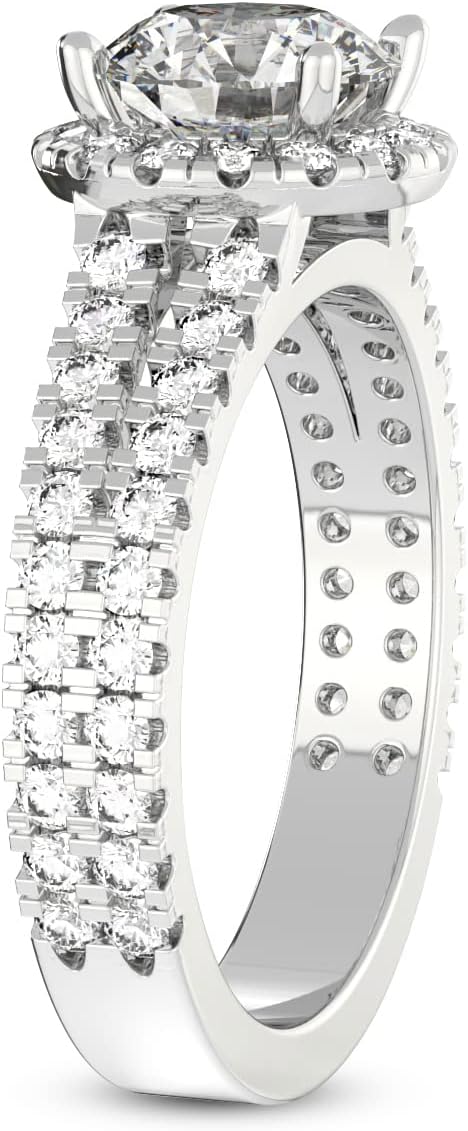 FRIENDLY DIAMONDS 1 Carat - 5 Carat IGI Certified Lab Grown Diamond Ring | 14K Or 18K White, Yellow Or Rose Gold | Luna Split Shank Halo Lab Diamond Ring | FG-VS1-VS2 Quality