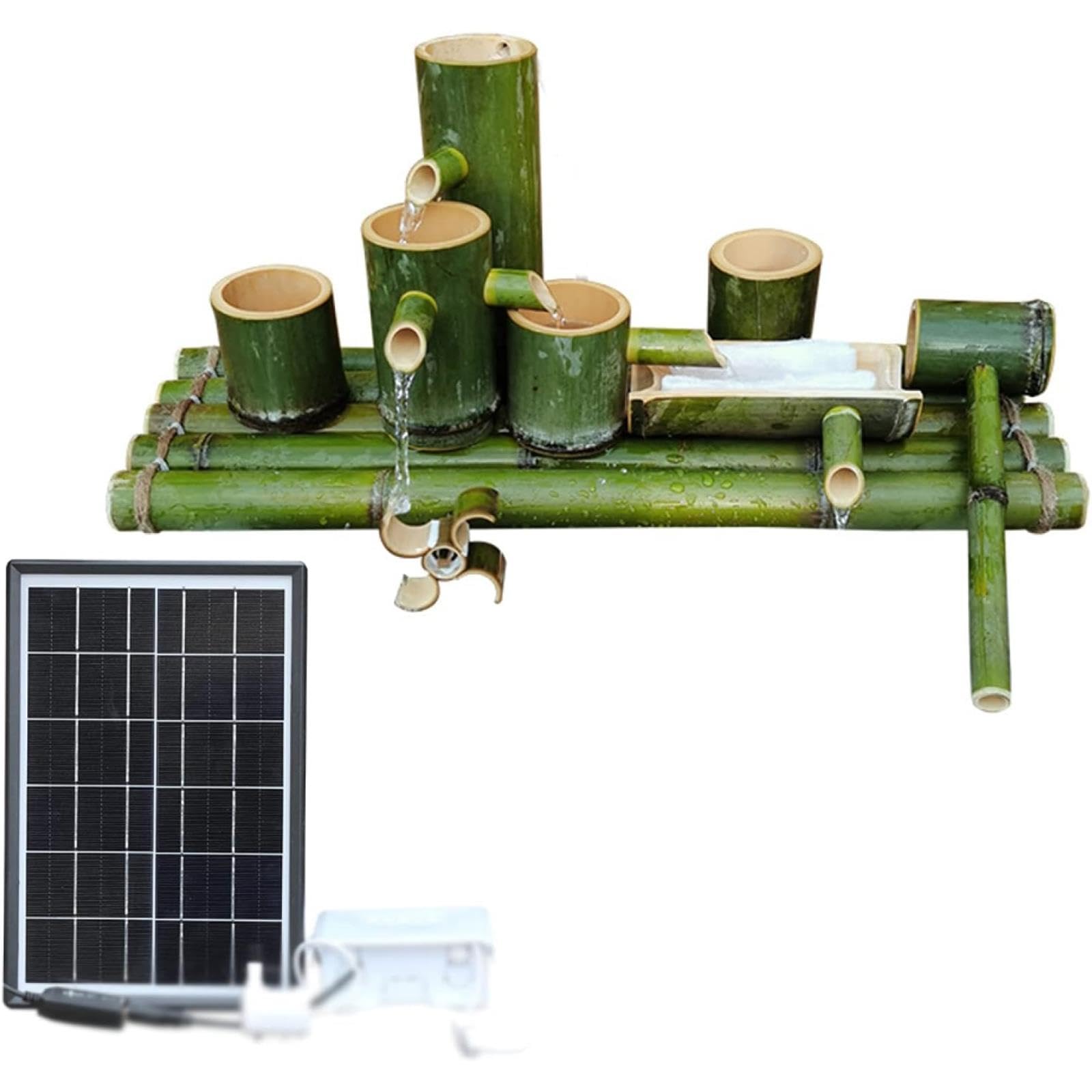 asdchZen Handmade Bamboo Fountain, Solar Bamboo Water Fountain, Feng Shui Zen Bamboo Fountain, Landscaping Water Feature, For Fish Tanks, Stone Troughs, Bird Baths, Ponds, Yard, 1,9(65cm/25.6in)