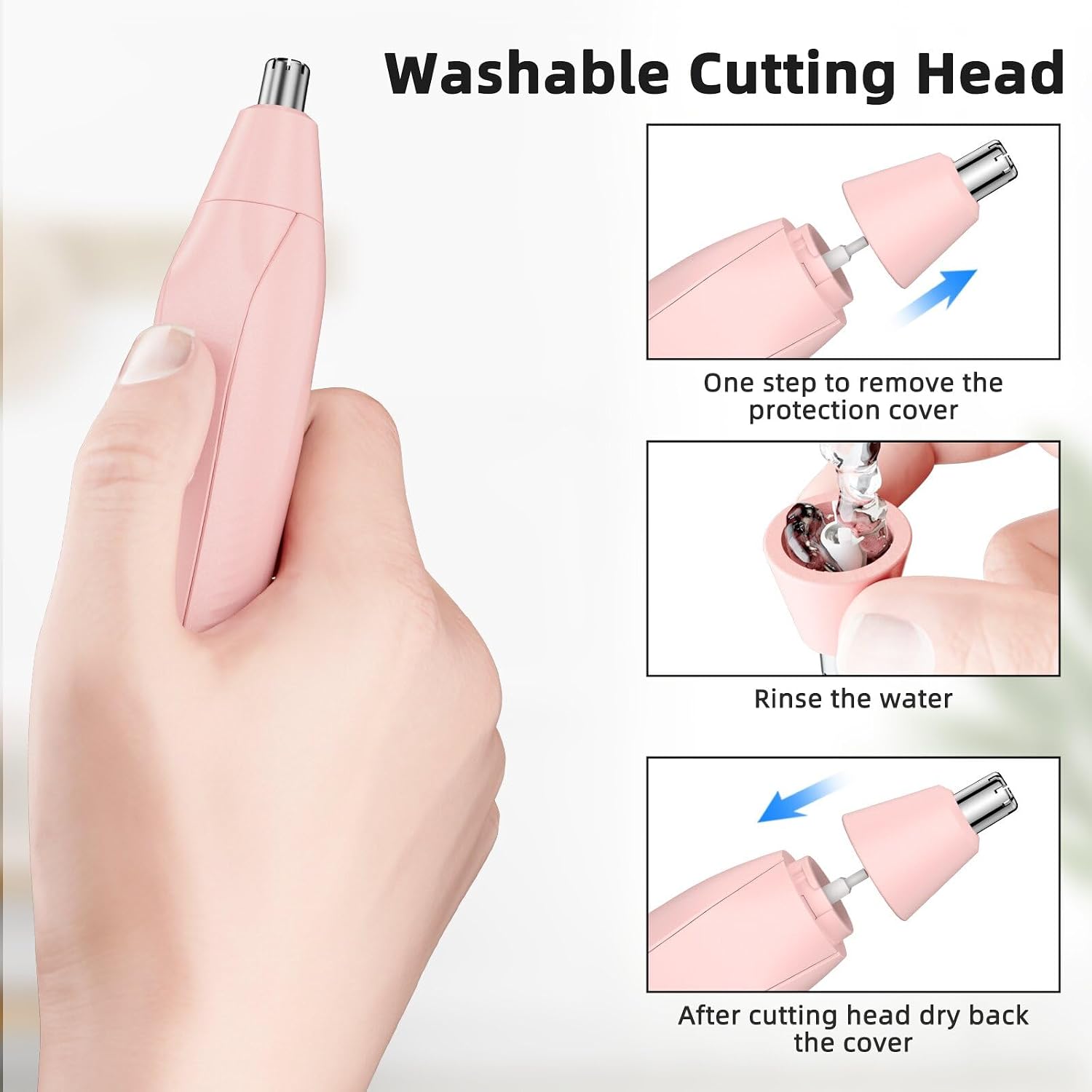 Nose Hair Trimmers for Men,Rechargeable Eyebrow Trimmer 2 in 1 Painless Multifunctional Ear and Nose Hair Trimmer with Dual Edge Blades Portable Design E4