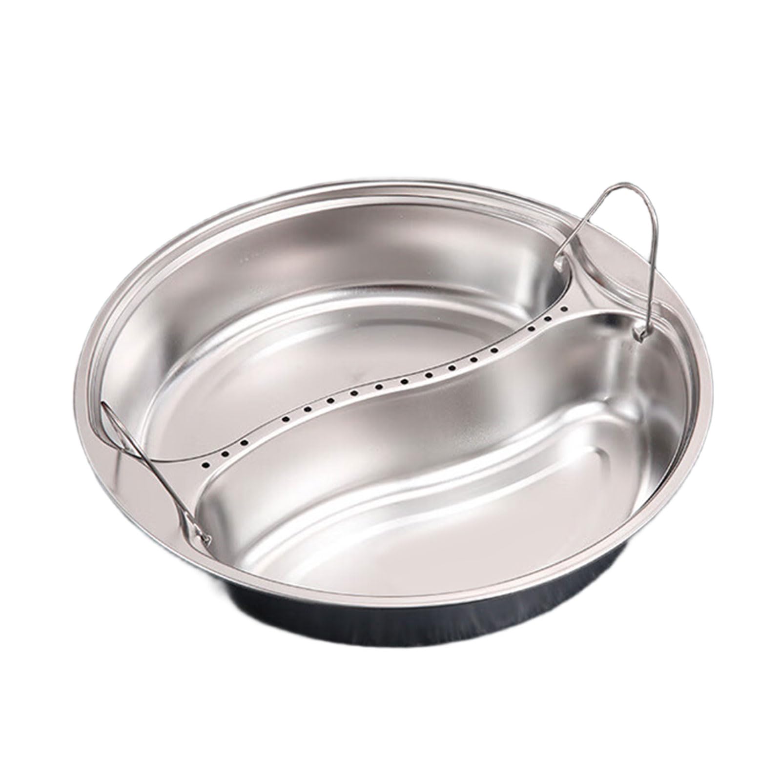 MICFENY Large Stainless Steel Divided Steamers Tray for Vegetables and Rice Round Food Holder with Double Handle Steaming Plate