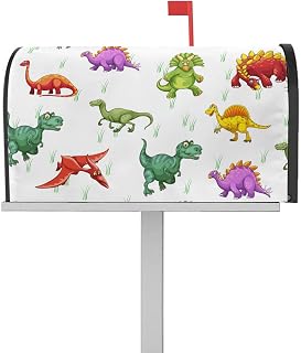 Mailbox Covers Magnetic Post Box Cover Cute Dinosaurs Cartoon Pattern Colorful Print Mailbox Cover for Outdoor Garden Yard Decorations Standard Size 18.5" X 21.7"