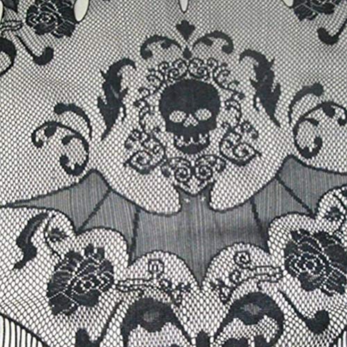 Stobok Halloween Black Lace Skull Tassel Curtain Halloween Door Window Valance (97X102Cm) #TOP7