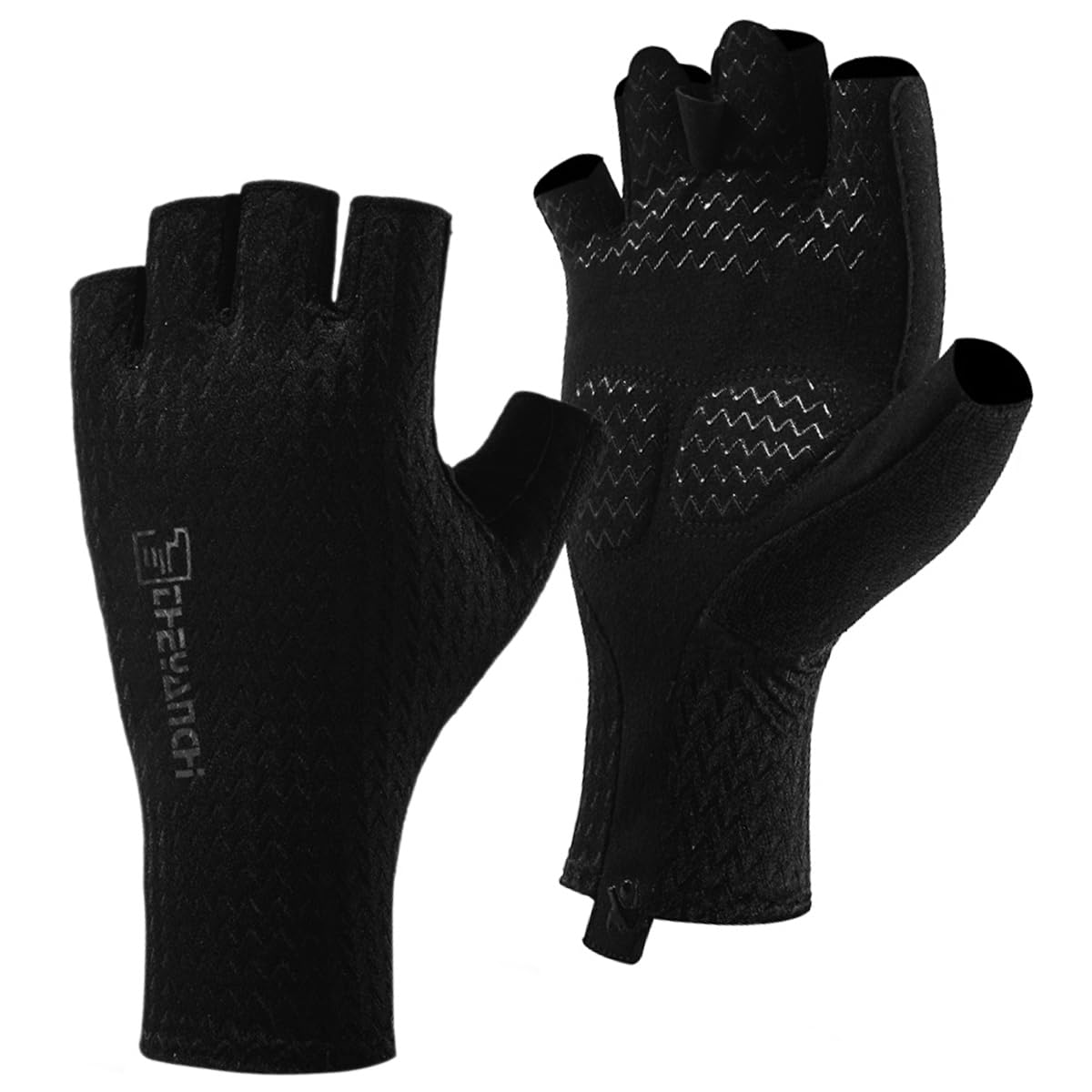 LJCUTE Fingerless Fishing Gloves for Men Women, Sun Protection & Breathable Cycling Gloves for Kayaking, Bike, Workout, Hunting