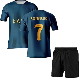 Ronaldo 7 Boys Official Home New Football Jersey Set with Shorts 2024 (Kid's, Boy's& Men)