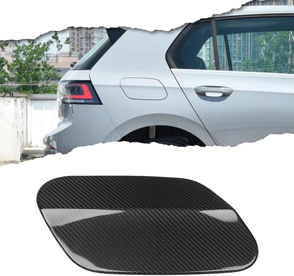 Real Carbon Fiber Fuel Filler Cover Trim for VW Golf MK8 GTI GTD GTE Golf R 2021 2022 2023 2024 2025 Petrol Cap (Glossy Carbon Fiber)