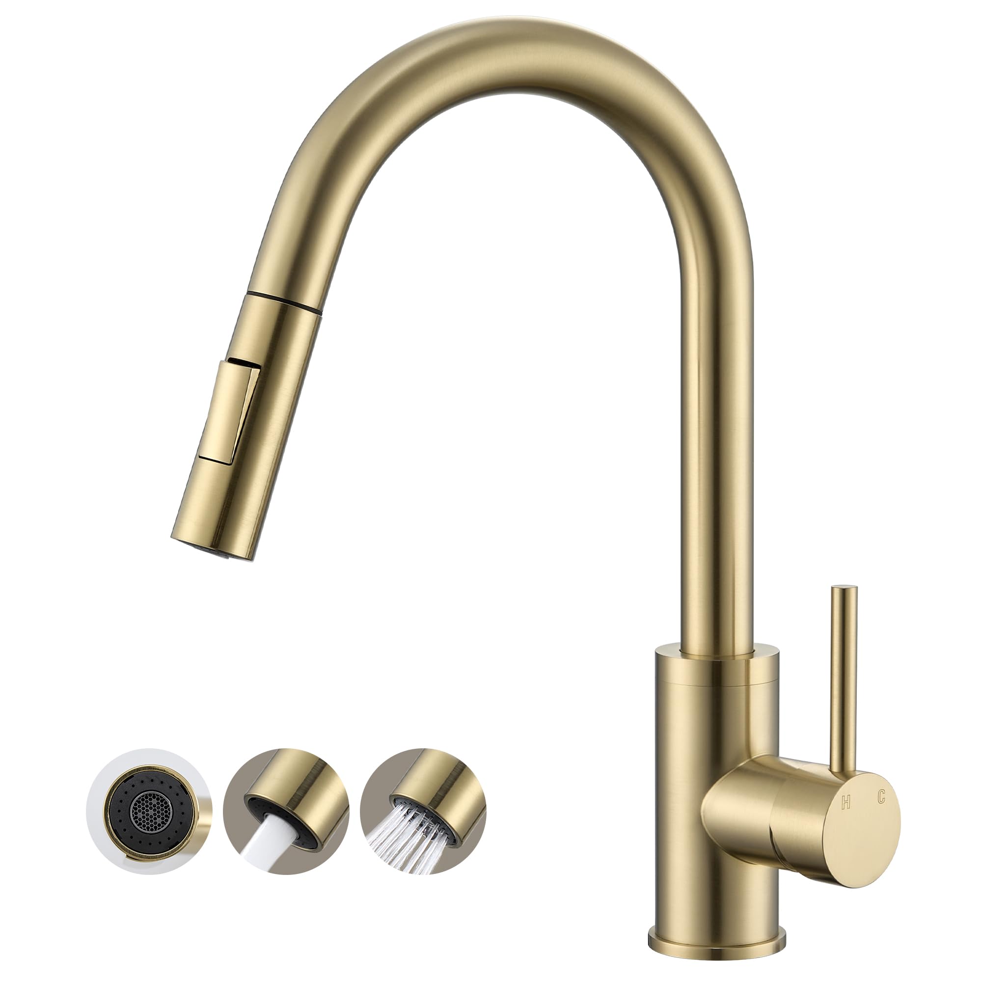 KPW Mitigeur Évier de Cuisine avec Bec Extractible en Acier Inoxydable
