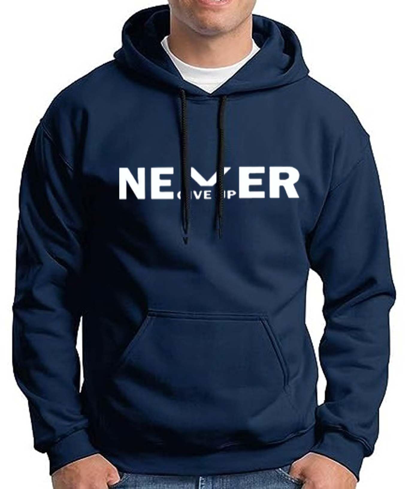 Fleece Never Give Up Full Sleeves Hooded Sweatshirt for Men-picture-37