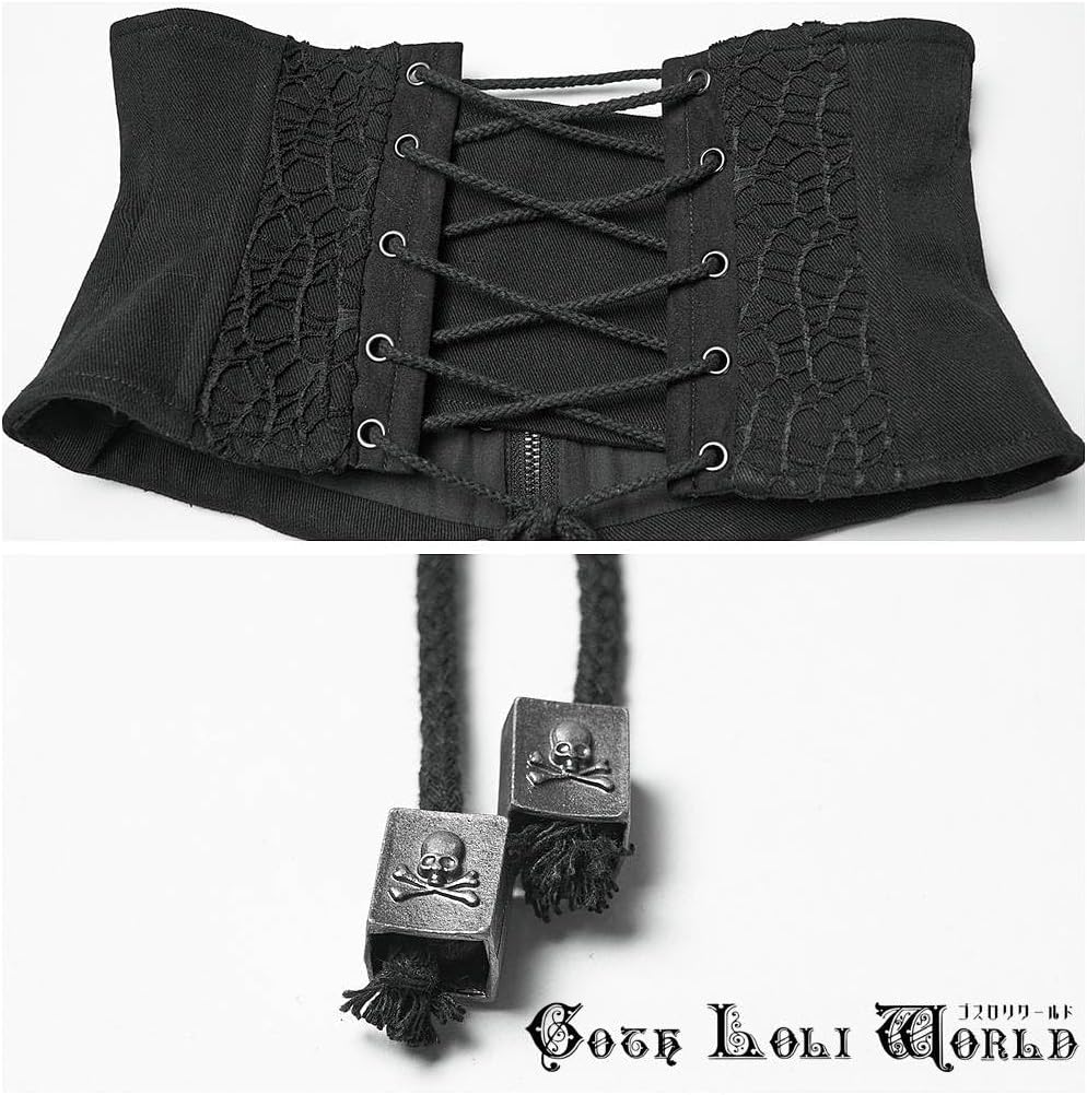 [ゴスロリワールド] パンク ロック ファッション スカルスタッズ コルセット 黒色 WS-782YDF-BK