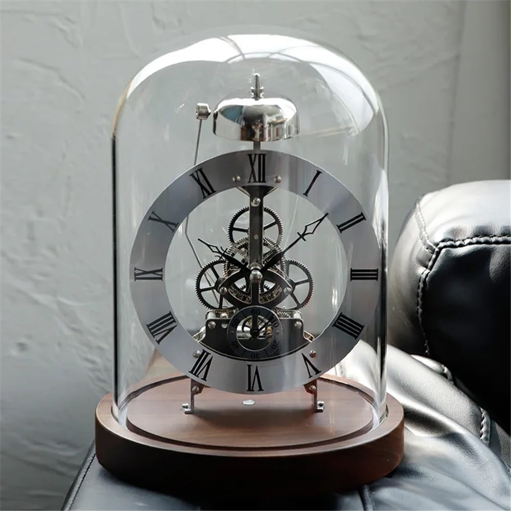 Décorative Horloge de bureau mécanique en métal et bois, horloge de table de bureau de luxe, horloges d'intérieur esthétiques, accessoires de décoration de chambre à coucher pour Bureau Chambre Table(
