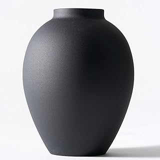 Black Vase for Home Decor - Tall Ella Flower Vase for Centerpieces | Table & Mantel Decorations - Large Round Iron Vase 9 Inch - Matte Black Vases for Flowers & Pampas Grass