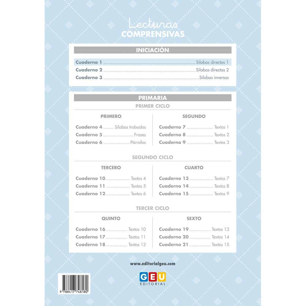 Pack Lecturas Comprensivas/ Educación Infantil/ Editorial Geu/ mejora la Comprensión Lectora/ Recomendado Como Apoyo/ Actividades sencillas
