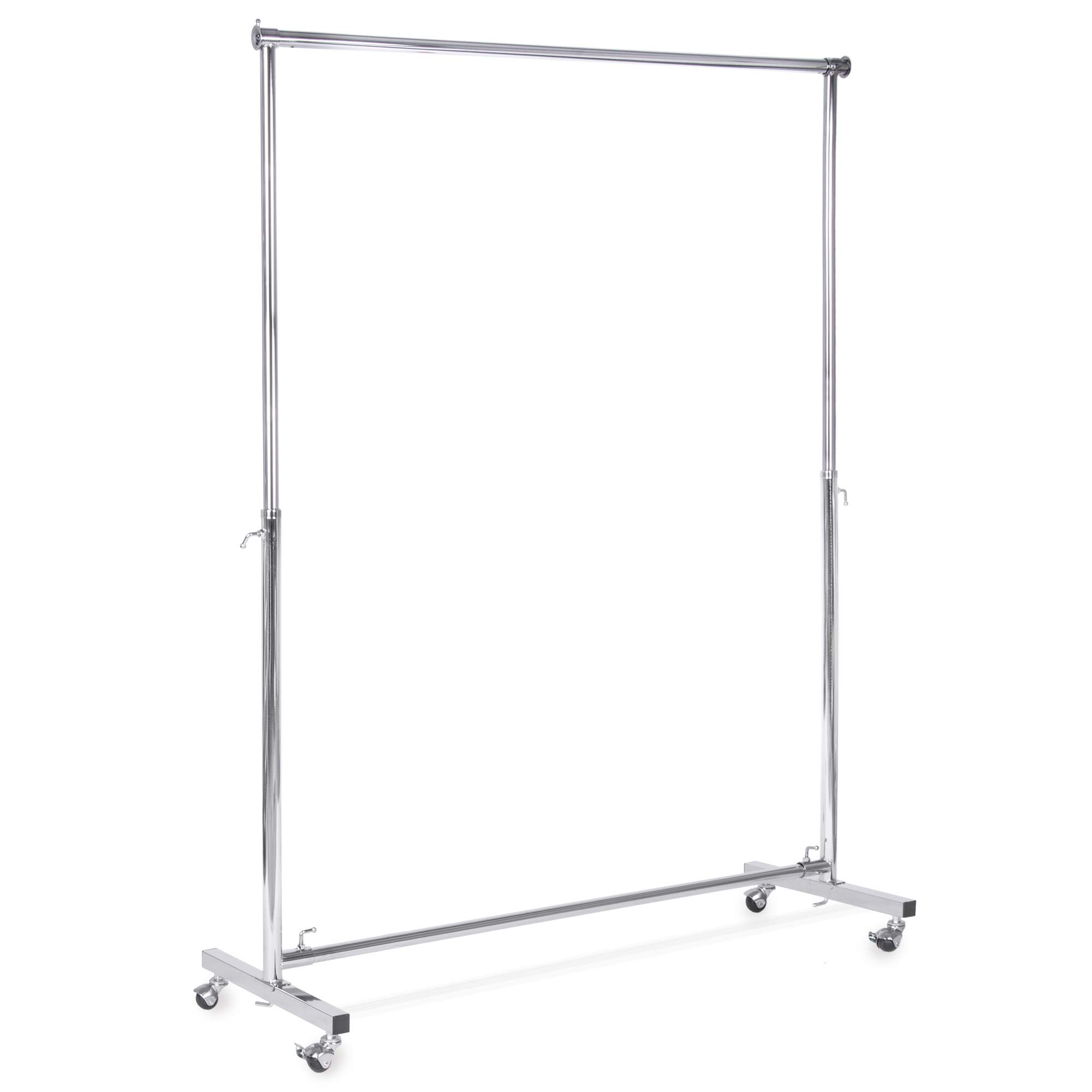 Rollbarer stabiler Kleiderständer Ausziehbarer Kleiderstange silber Garderobenständer Rollgarderobe H: 155-192 cm B: 123-200 cm Küche, Haushalt & Wohnen