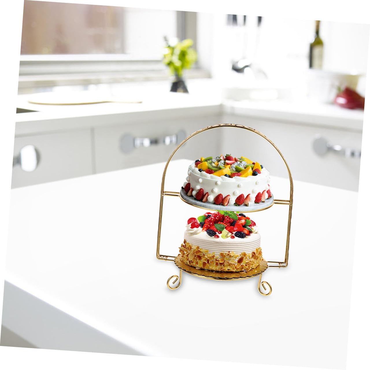 iplusmile Creative Cake Display Stand with Plates Elegant Iron Art Dessert Tower for Cupcakes and Pastries for Weddings Showers and Parties Space Saving Rack