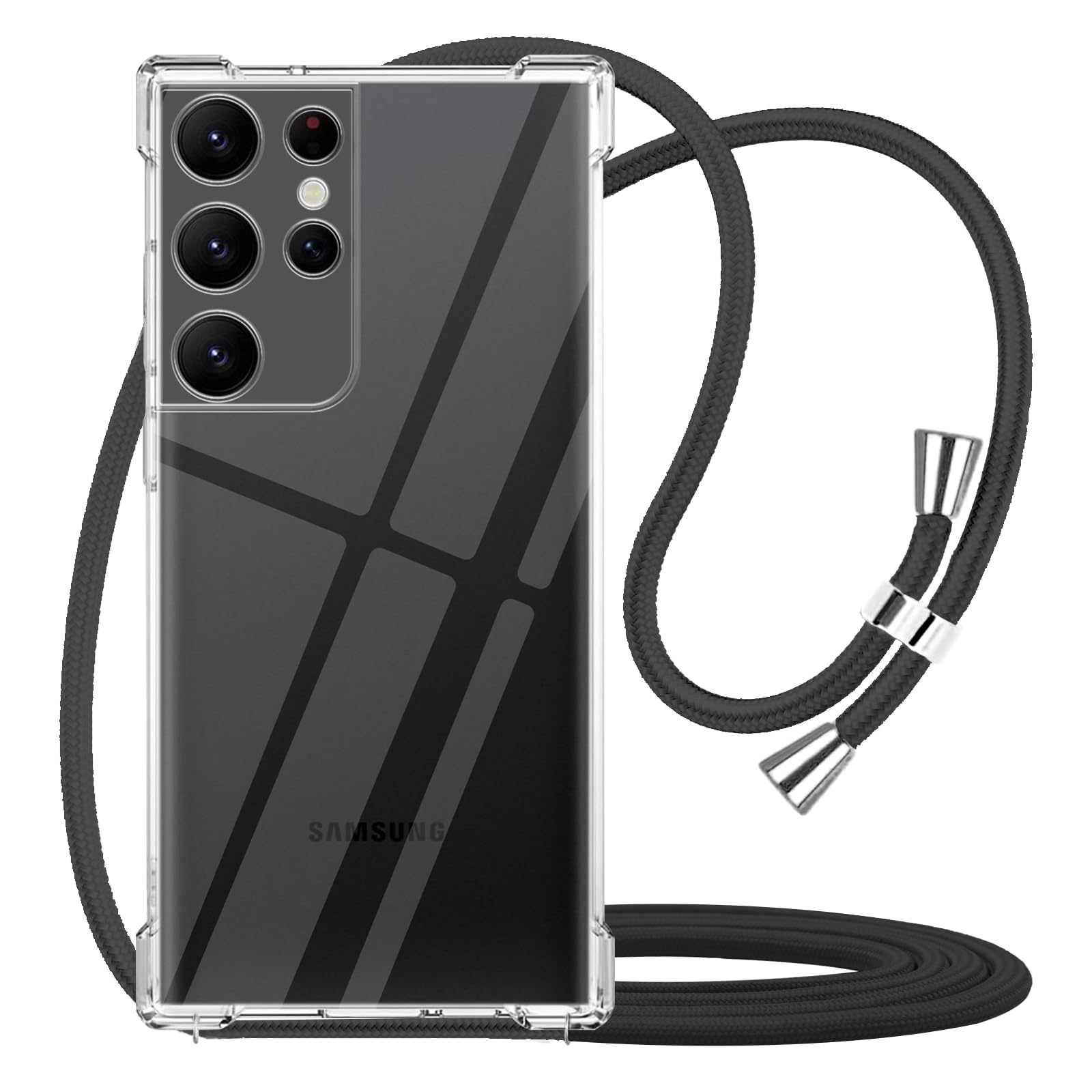 YESPURE for Samsung Galaxy S21 Ultra Strap Case Adjustable Neck Shoulder Lanyard Crossbody Clear Mobile Cover Soft Slim Cover Women Shockproof Phone