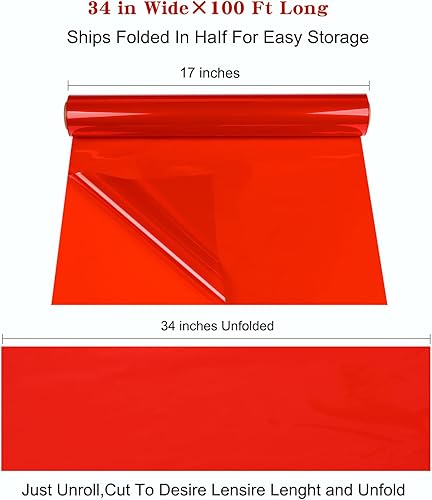 Miniatura 8 de Giiffu Rollo de celofán para envolver color naranja, 34 pulgadas de ancho x 100 pies de largo, papel de regalo de celofán naranja translúcido de 3