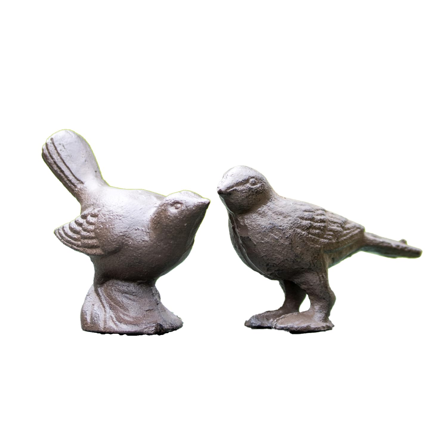 Darthome Brown Set Of 2 Cast Iron Bird Garden Ornaments Antique Rustic Robin Figurines