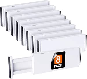 Lifewit 8er Set Schubladentrenner Kunststoff(28-44,5cm), Verstellbar Schubladen Organizer fr Kleidung, Kleiderschrank Schubladen Ordnungssystem fr Schlafzimmer/Kommode/Kche/Bro zur Organisation