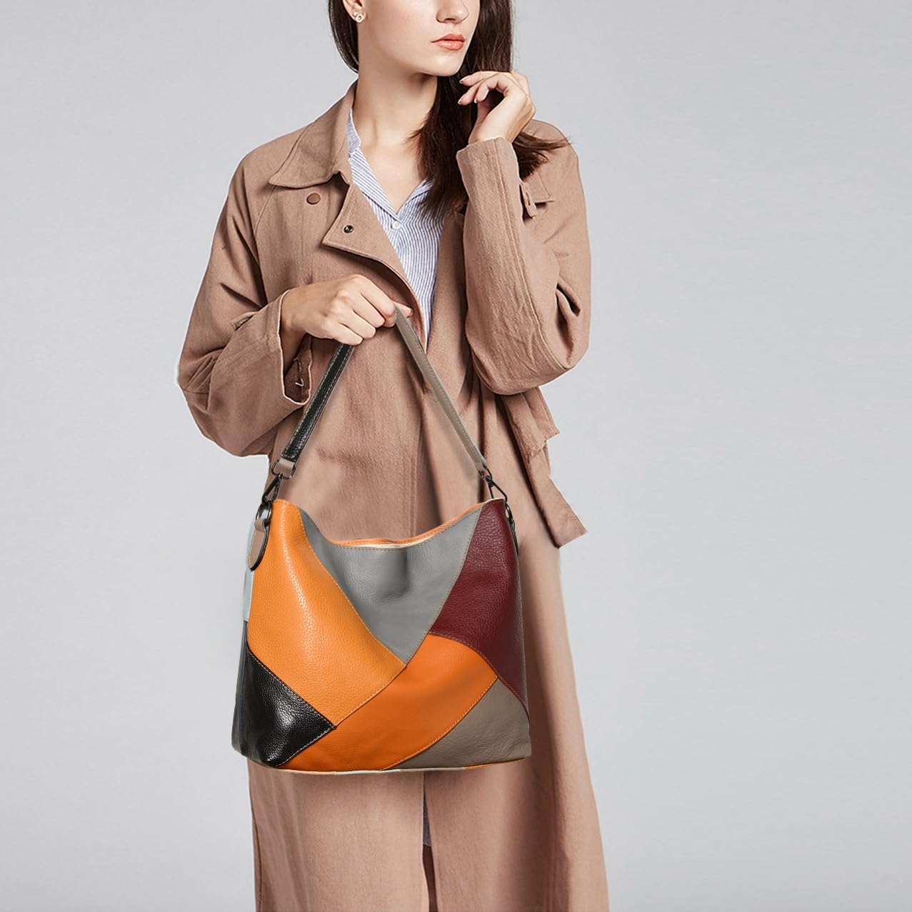 YALUXE Genuine Leather Shoulder Bags Stylish Hobo Handbags Purses Crossbody Bags for Women | Genuine Leather, Stylish - Image 2