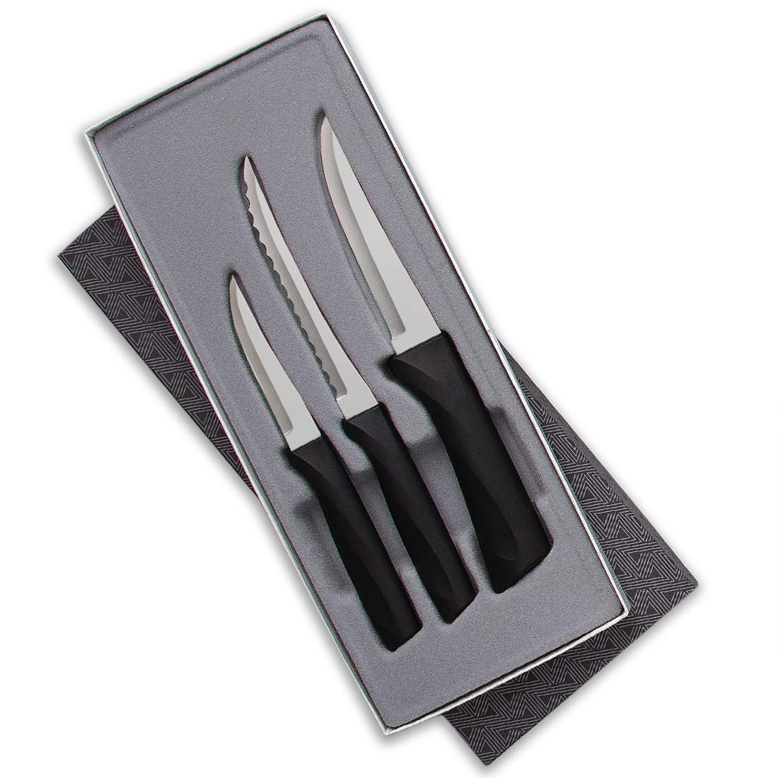 RADA Cutlery Anthem Series 3-Piece Slice & Pare Knife Set, Black Handles