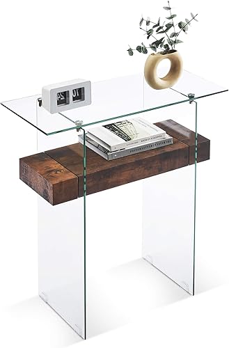 Miniatura 18 de ivinta Mesa consola de cristal con almacenamiento, mesa de sofá moderna de 39.4 pulgadas para sala de estar, vestíbulo, pasillo, dormitorio 5101