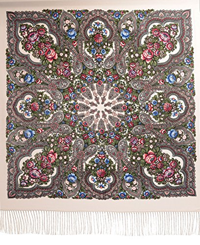 LissKiss White Plyaski Slavonic Russian Folk Style Shawl - Scarf2