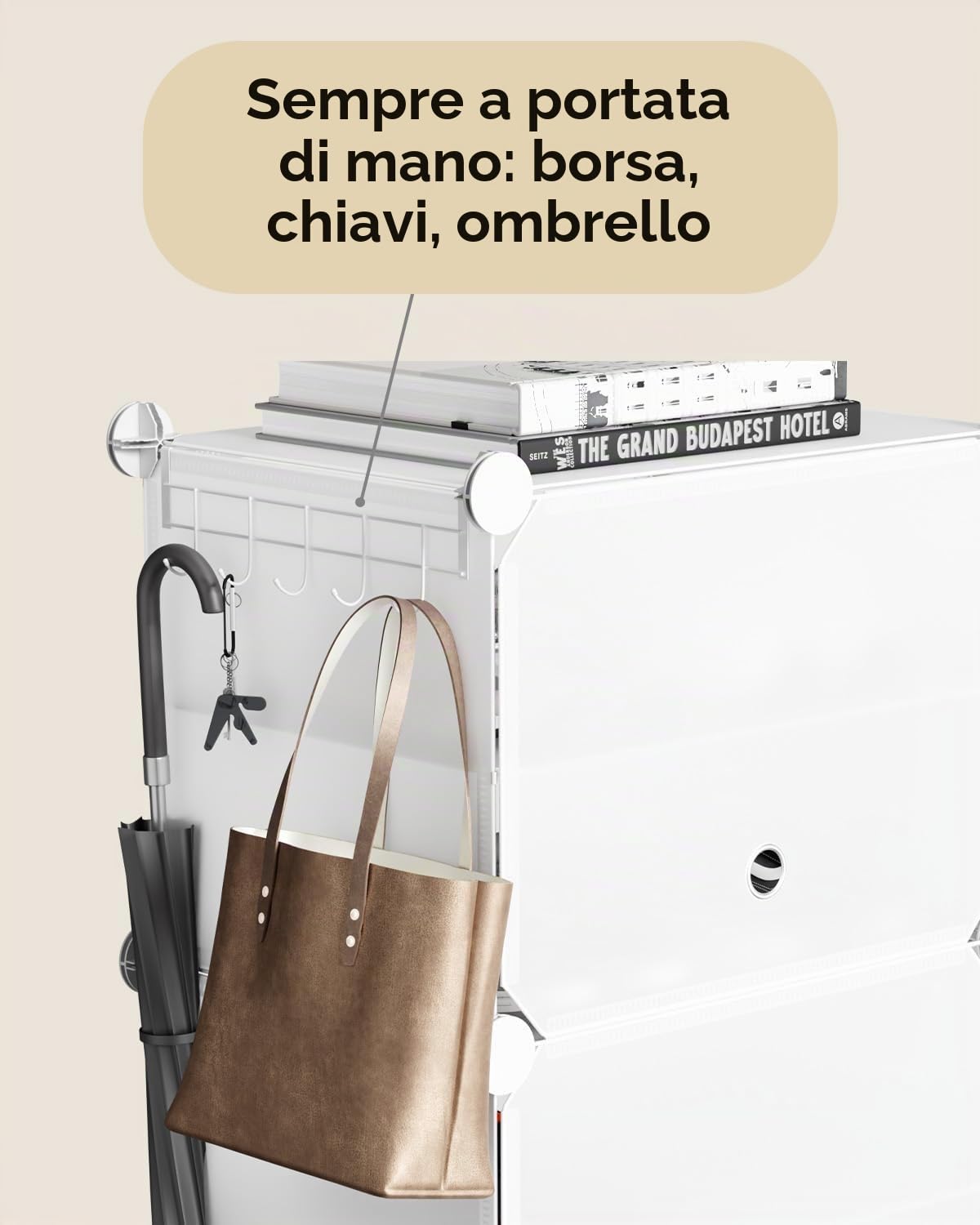 Sekey Scarpiera Modulare 6 Scomparti in PP - Auto-Montaggio con Martello - Armadio Scarpe Famiglia (84x31x92cm) - Bianco, Capienza 24 Paia