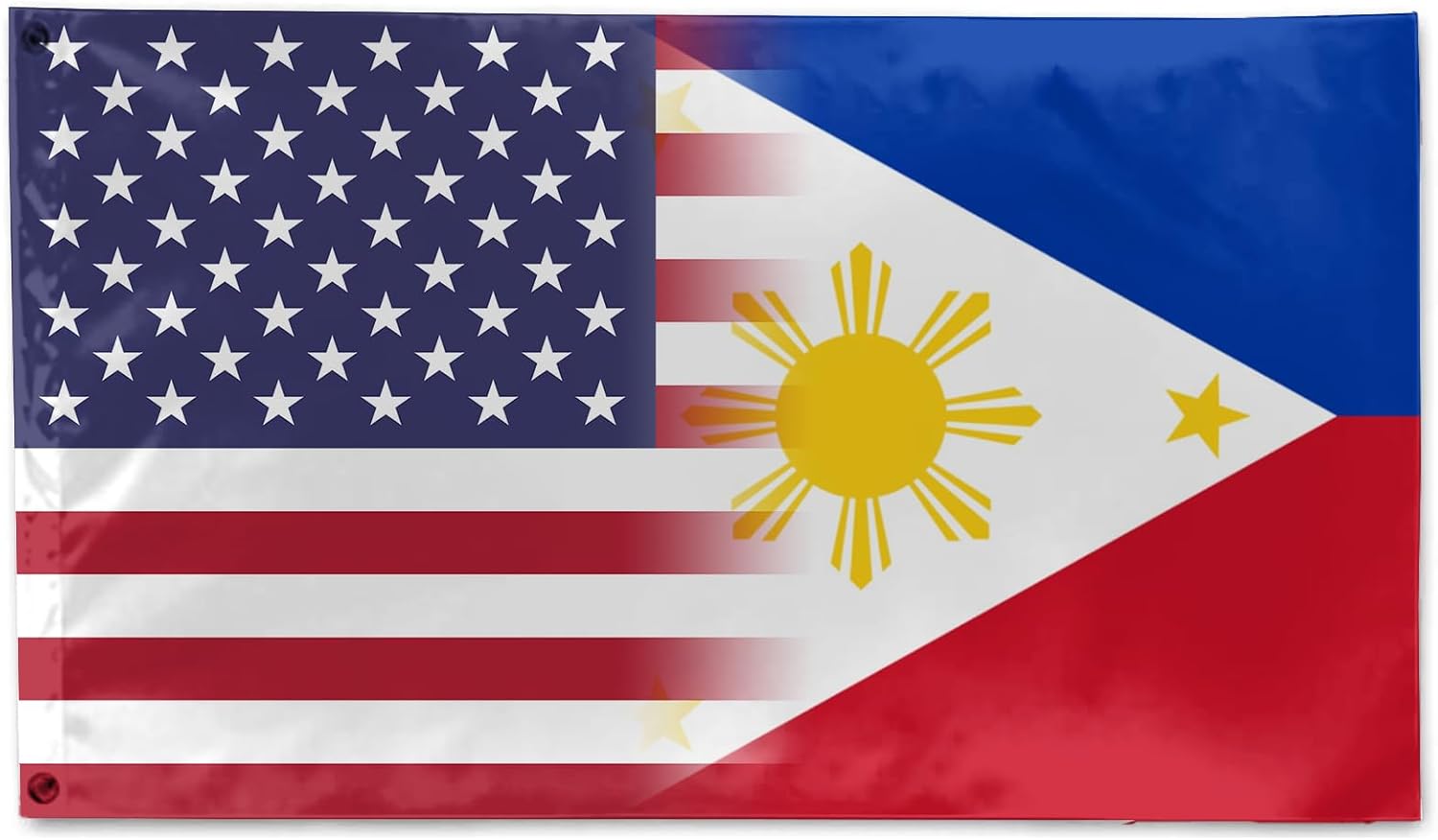 Philippines USA Friendship Flag - Indoor and Outdoor Decoration Flag - Garden Courtyard Party Wall Home Porch Festival Funny Flags - 5X8FT