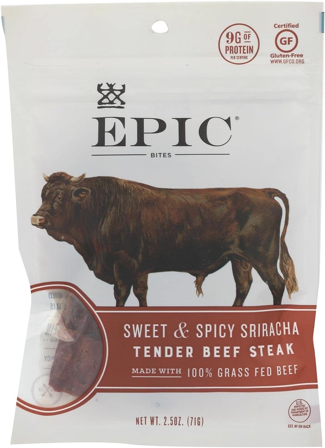 Bar, Bites, Tender Beef Steak, Sweet & Spicy Sriracha, 2.5 oz - Pack of 8