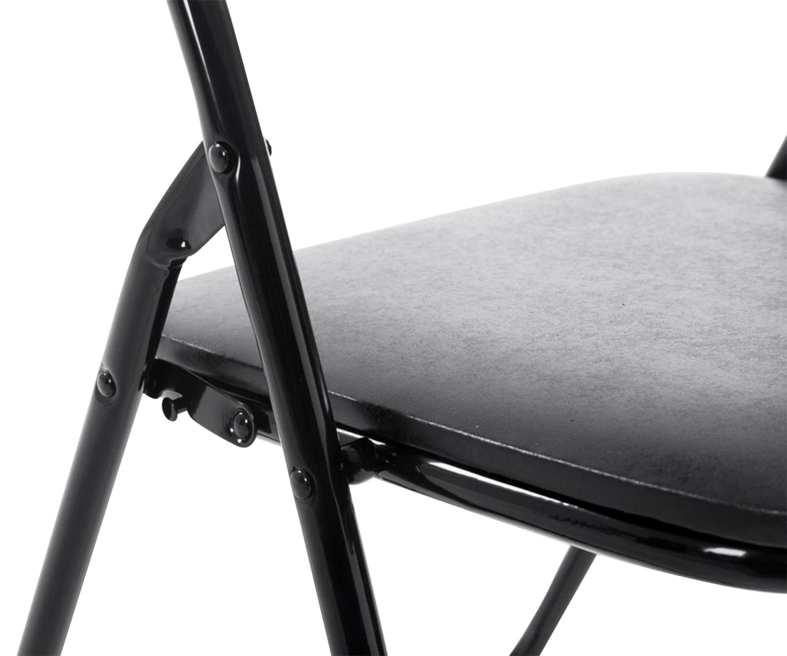 CLP 2er Set Klappstuhl Felix Gepolstert I Küchenstuhl Mit Metallgestell I Kunstleder PVC Sitz Gepolstert I Stühle Klappbar I Campingstühle, Farbe:schwarz/schwarz