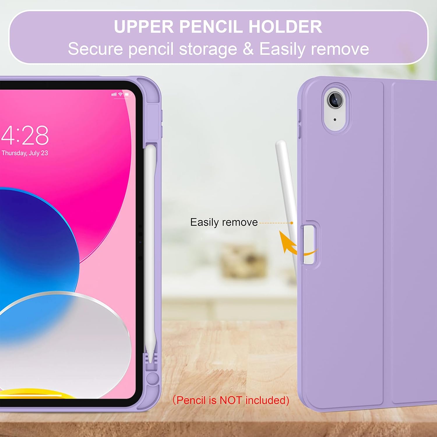 Soke for iPad (A16) 11th/10th Generation Case with Keyboard(2025/2022)-7 Color Backlight Wireless Detachable Folio Keyboard Cover with Built-in Pencil Holder for iPad 11/10.9 inch, Lilac - Image 3