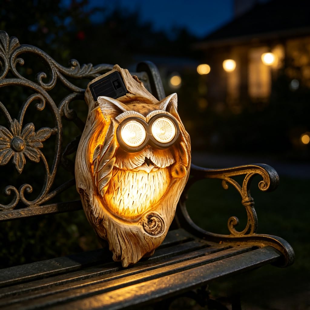 Sowa lampa solarna do ogrodu, odporna na warunki atmosferyczne, do