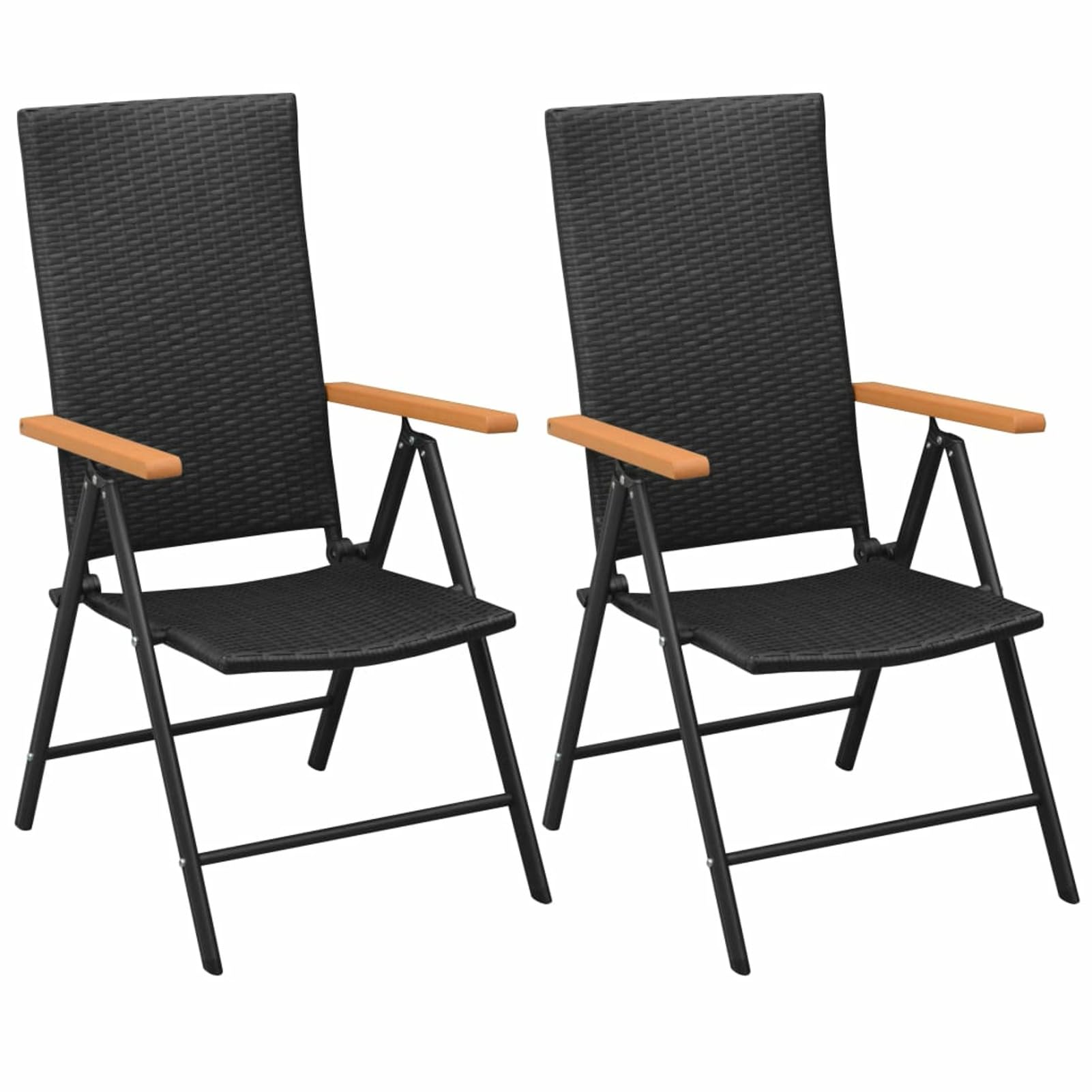 Homgoday Sedie da Giardino Impilabili 2 pz in Polyrattan Nere, Sedie da Esterno, Sedie da Pranzo per Giardino, Arredo Seggiole Giardino Arredi da Esterni per Giardino,Esterno,Patio