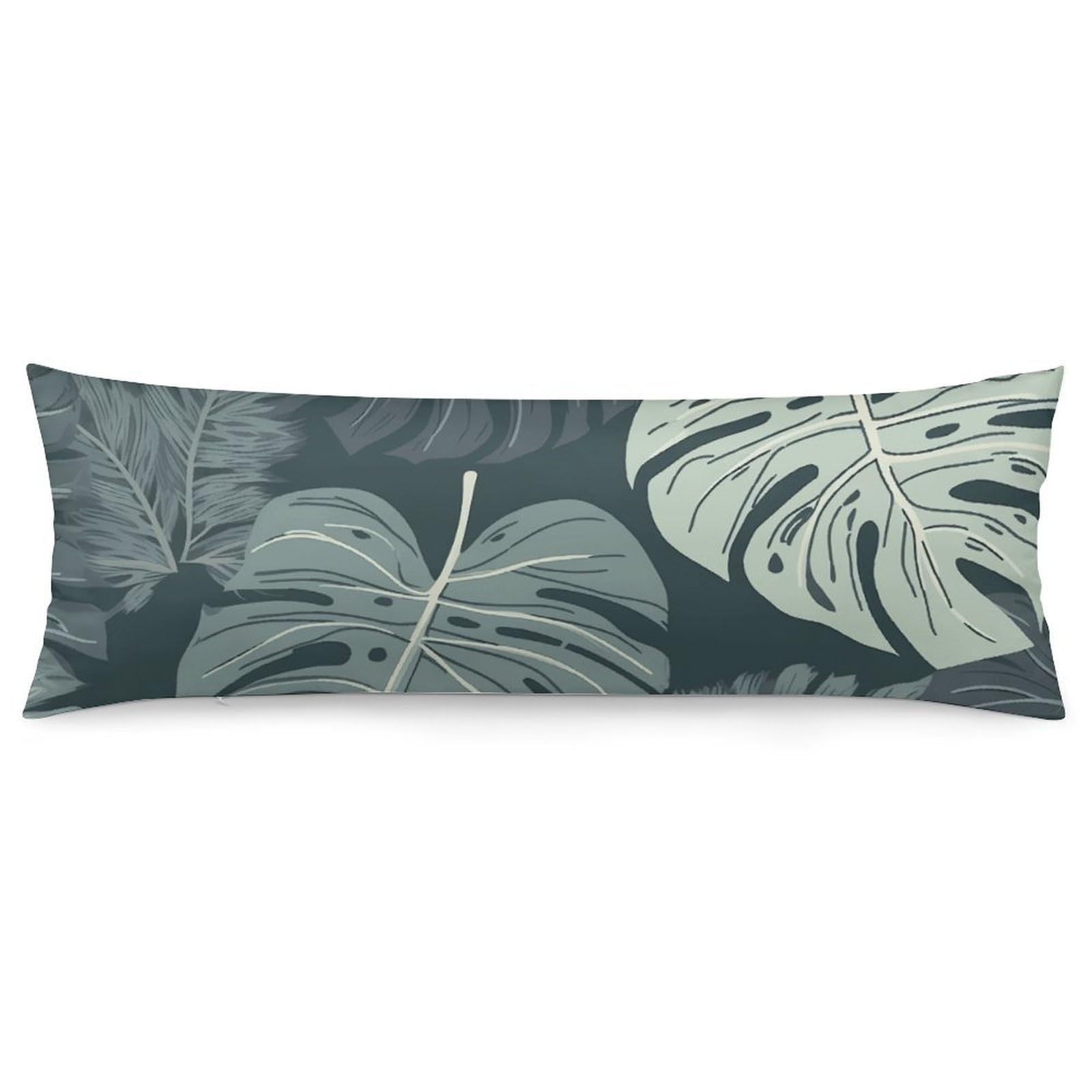 NONHAI 2 Pack Pillow Cases for Hair and Skin, Soft Breathable Pillow Case Covers with Hidden Zipper, Gray Leaf Pattern Pillowcase 20"x54" Pillow Covers for Sleeping Gift