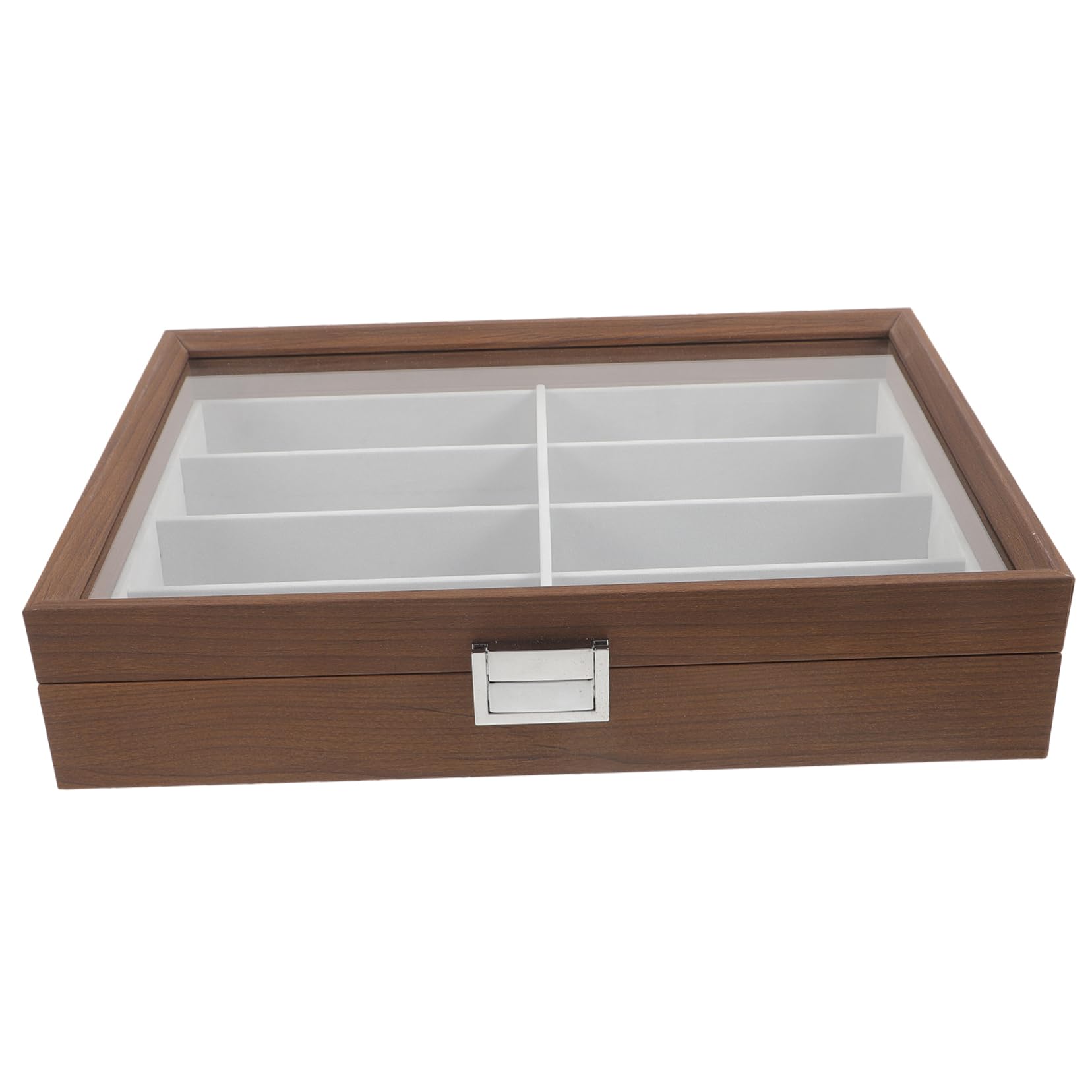 Boîte de Rangement pour Lunettes Coffret Bois avec Coussin Intérieur Vitrine Transparente pour Soleil