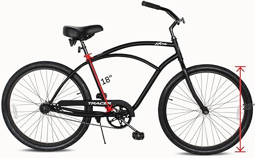 Miniatura 54 de Tracer ACE - Bicicleta crucero de playa de una sola velocidad de 26 pulgadas con freno de posavasos para hombres y mujeres, varios colores verde