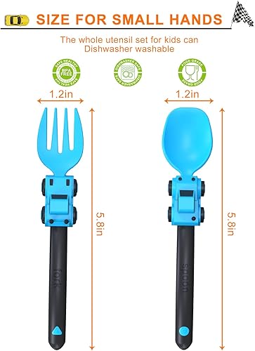 Miniatura 5 de Utensilios de construcción para niños pequeños tenedores y cucharas para niños juego de cuchara y tenedor para niños pequeños utensilios para bebés