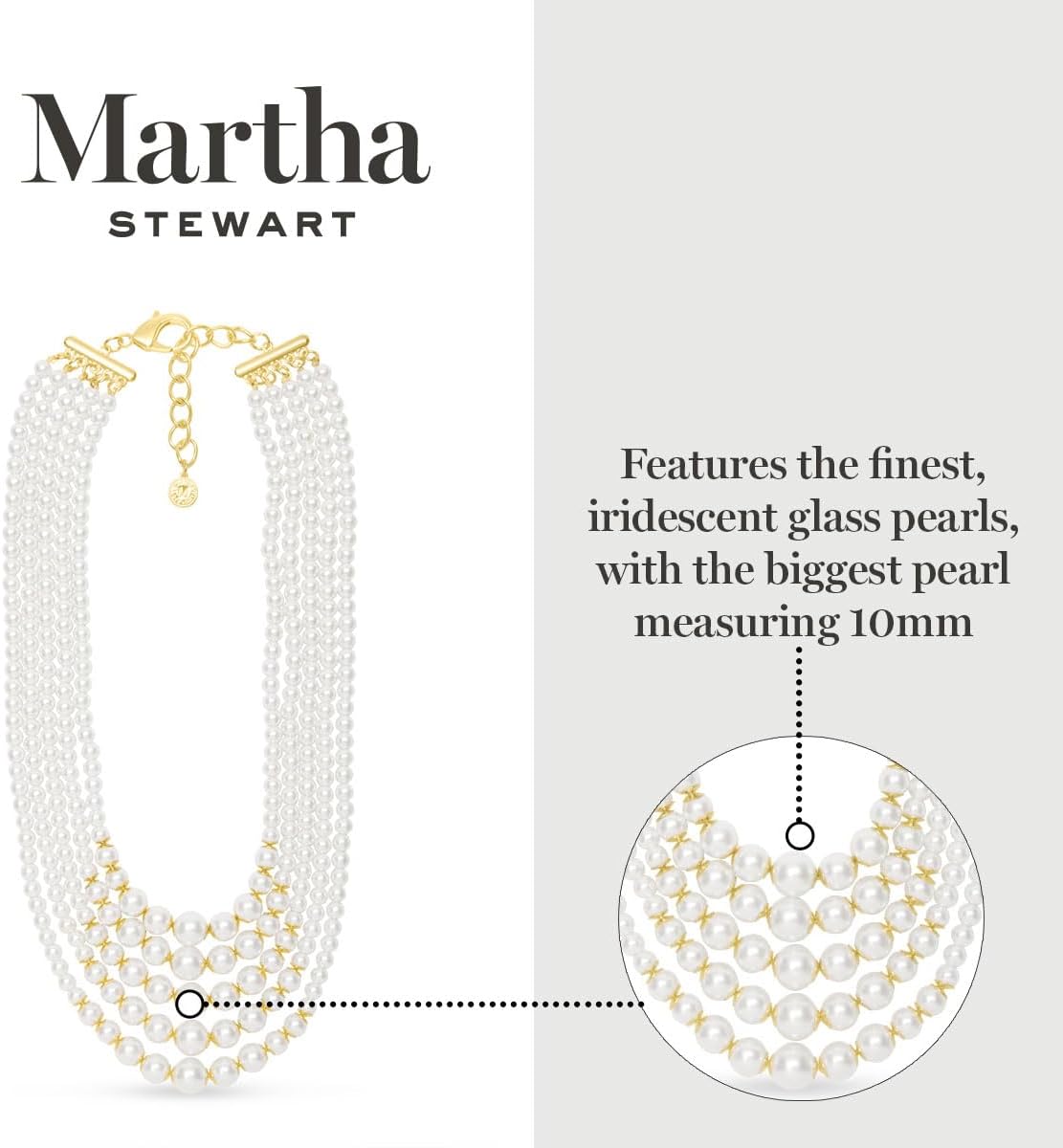 Martha Stewart Five Strand Pearl Necklace In Gold For Women - Image 2