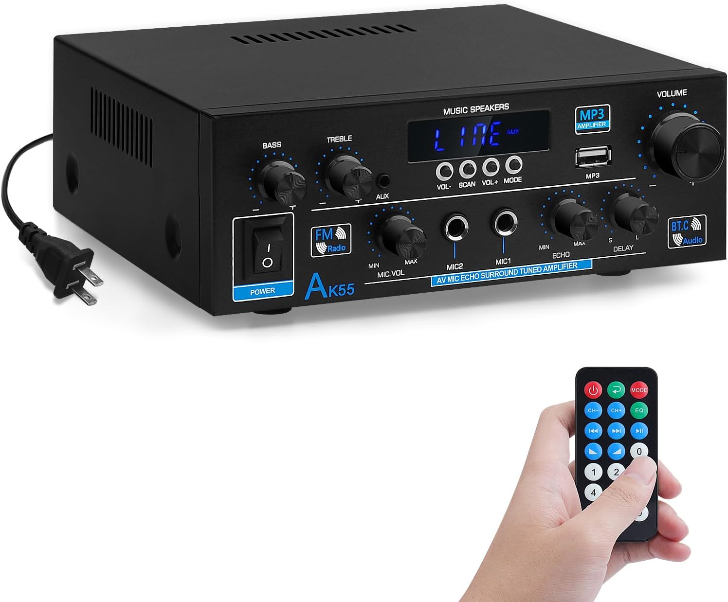 AK55 Bluetooth 5.0 HiFi Stereo Digital Audio Amplifier