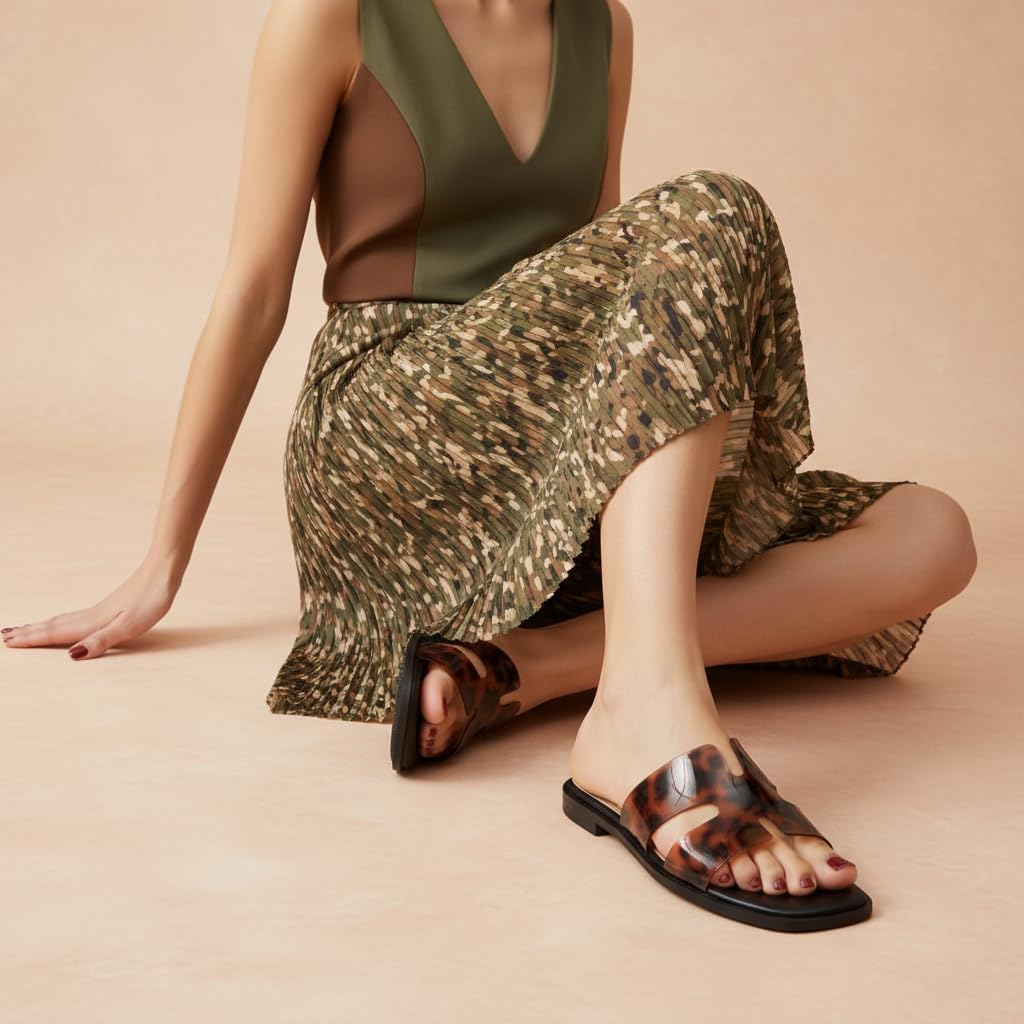 CUSHIONAIRE Voyage Cutout Strap Slides for Women, Slip On Summer Flats, Trendy Footwear, Comfortable Vacation Style Sandals for Women