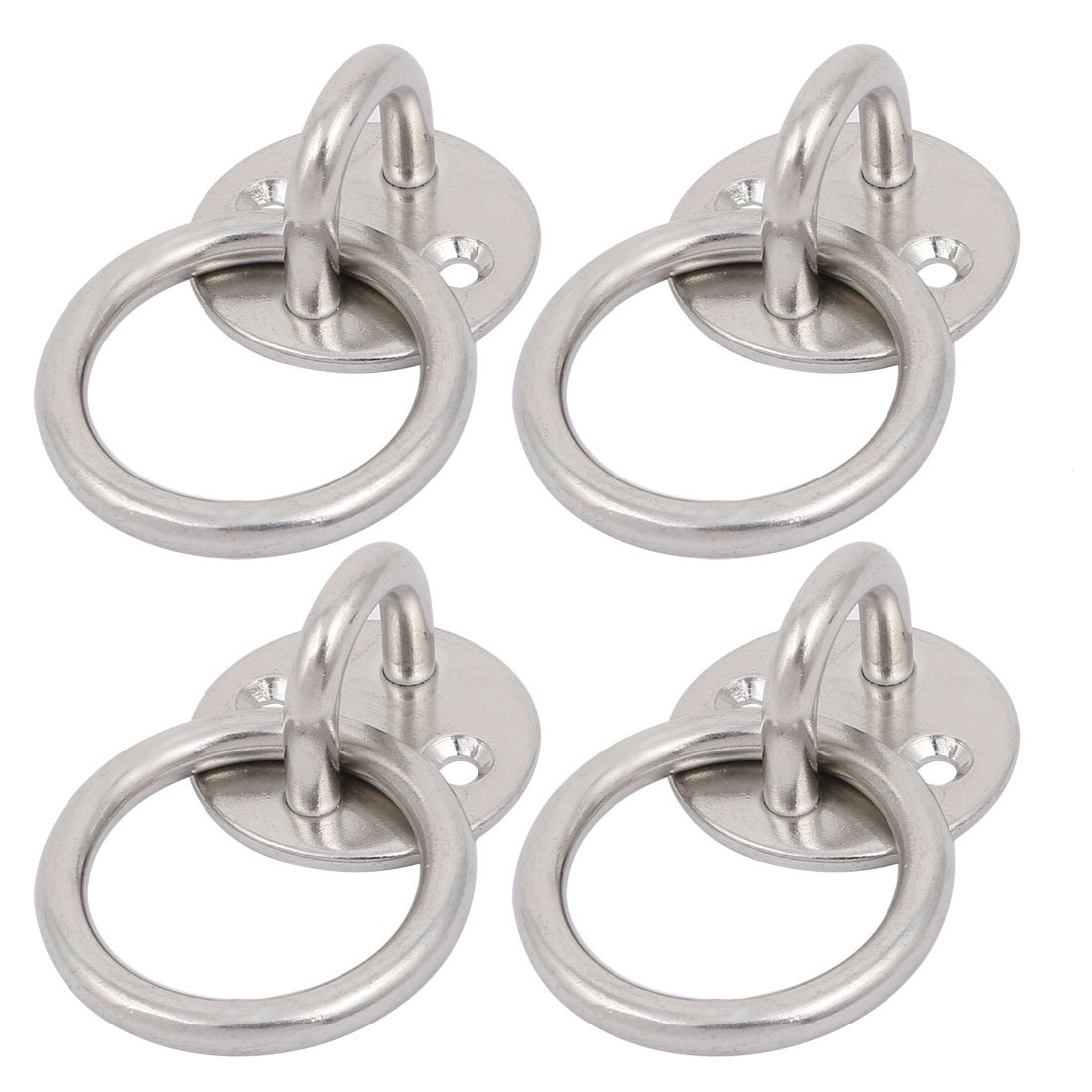 Aexit 4pcs 316 Home Hardware Stainless Steel 6mm Thick Round Sail Shade Pad Eye Plate w Ring Welded Model:23as329qo182