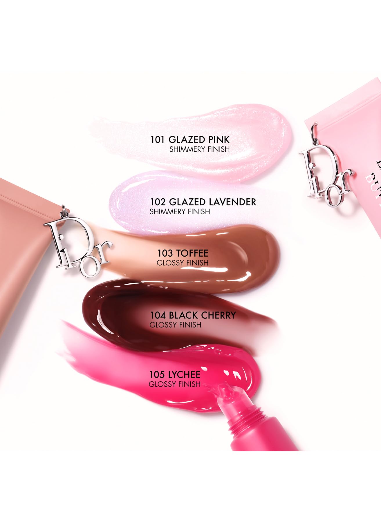 Dior Addict Lip Glow Butter, balsamo per labbra idratante brillante, 5 toni, formula naturale 90%, 24 ore idratante (101 Glazed Pink)