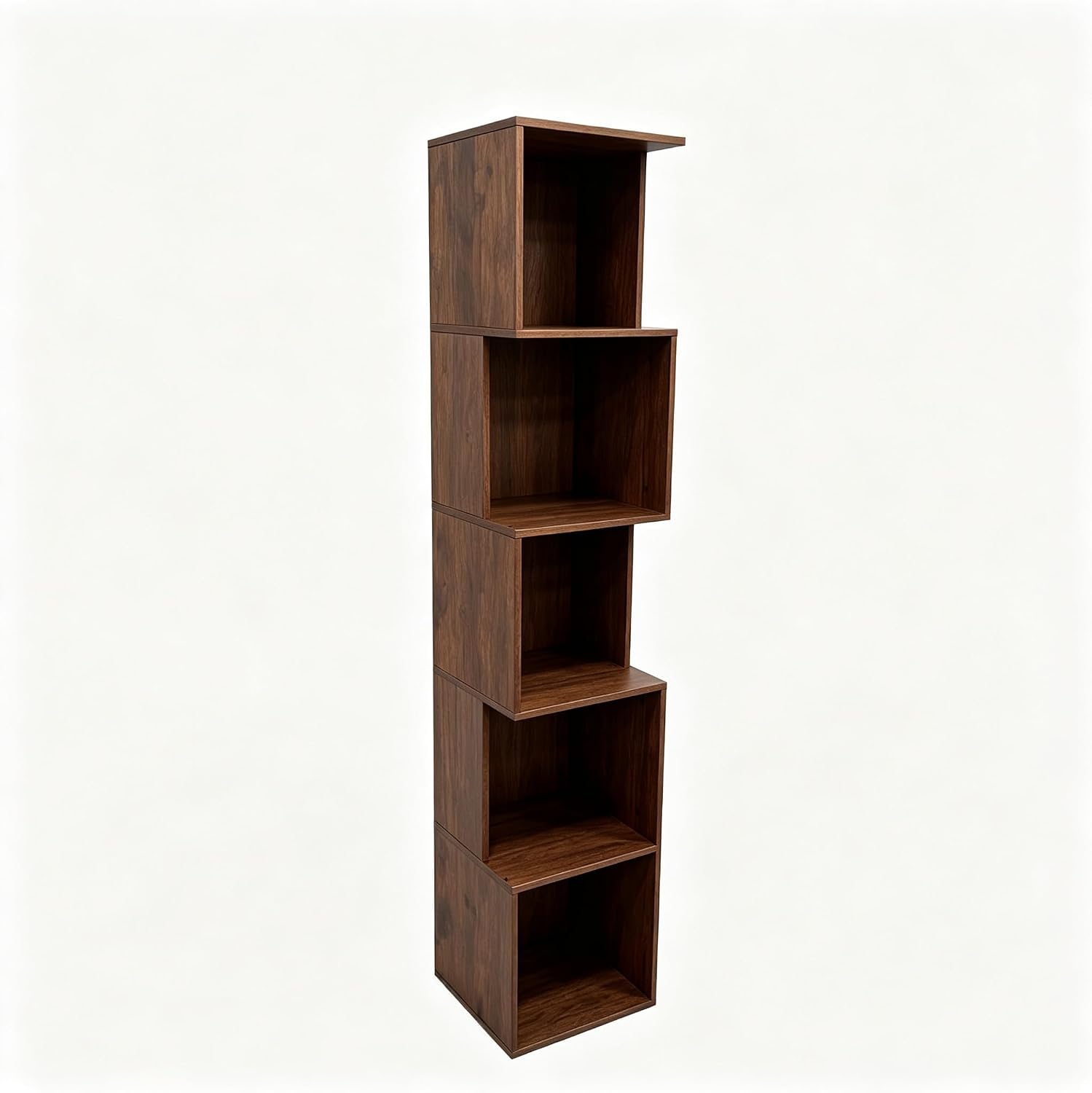 5 Cube Bookshelf, Freestanding 5 Tier Open Display Shelf, Vintage Dark Brown Cube Storage Organizer with Eco-Friendly Melamine Surface for Home Office, Bedroom, Living Room, Study, Dark Brown