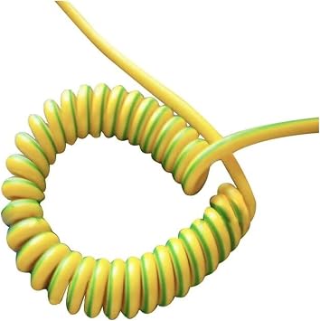 Spring Spiral Cable,1PC Spring Spiral Cable Yellow-Green Ground Wire Single Core Shrinkable Cable Copper Wire Telescopic Wire Stretch 1 Meters(9awg 6mm*2m)
