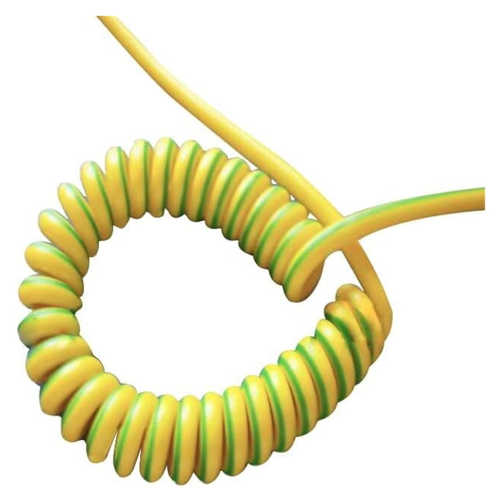 1 szt. Sprężynowy kabel spiralny żółto-zielony przewód uziemiający | Jednożyłowy 20/18/17/15/13/11/9/7AWG Kabel termokurczliwy Drut miedziany Drut teleskopowy Stretch 1/2/3/4/5 metrów