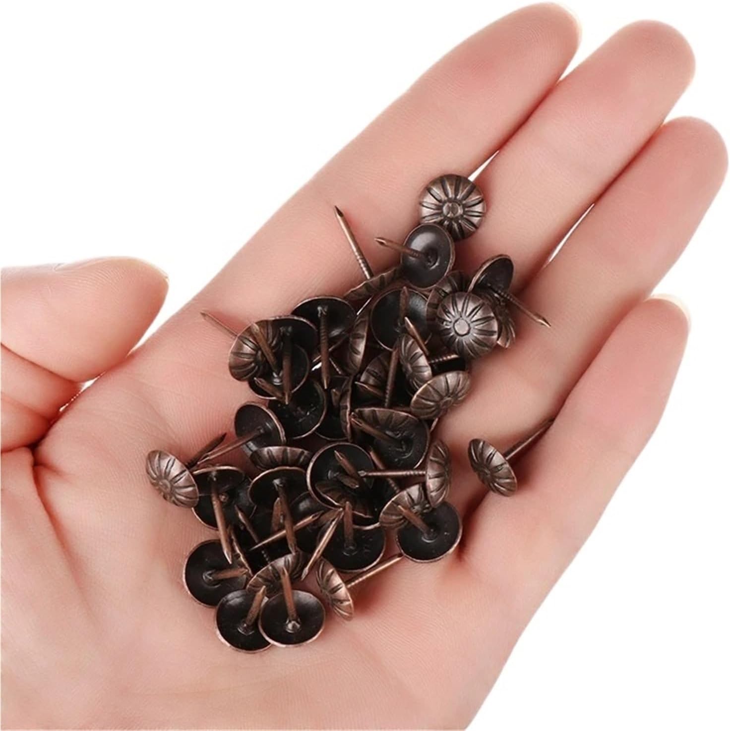 Upholstery Tacks 600Pcs Tacks Antique Brass Upholstery Nail Sofa Decorative Tack Stud Pushpin Doornail Hardware for Furniture Cork Board DIY Projects Home Decor(B-11x16mm)